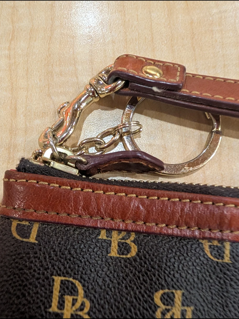 Dooney & Bourke Brown Logo Wristlet